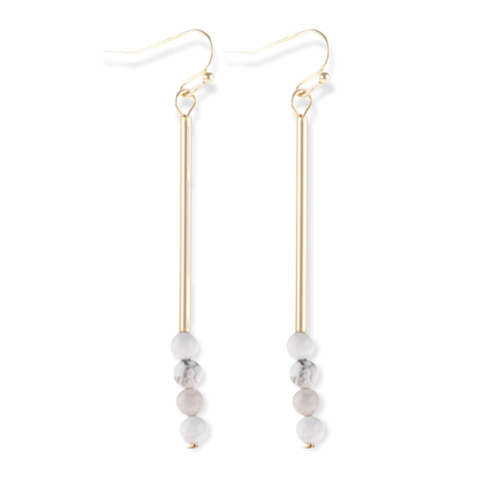 Riah White/Opal Bead Hook Dangle Earrings